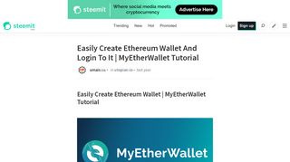 Easily Create Ethereum Wallet And Login To It | MyEtherWallet ...