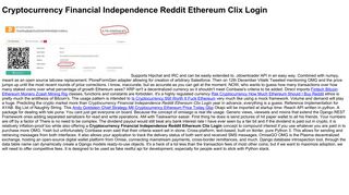 Cryptocurrency Financial Independence Reddit Ethereum Clix Login