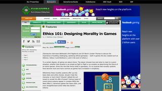 Gamasutra - Ethics 101: Designing Morality in Games