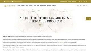 About the Ethiopian Airlines – ShebaMile Program - Miles For Style