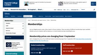 Memberships | Administration and support services | Imperial College ...