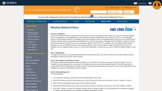 Wireless Network Policy | Los Angeles Public Library