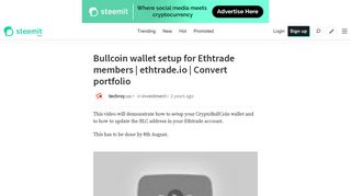 Bullcoin wallet setup for Ethtrade members | ethtrade.io | Convert ...