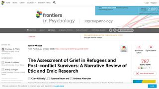 Frontiers | The Assessment of Grief in Refugees and Post-conflict ...