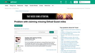Problem with claiming missing Etihad Guest miles - Air Travel ...