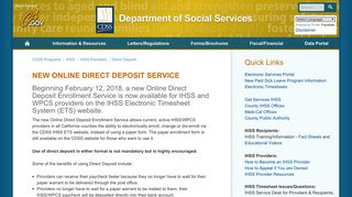 Direct Deposit - California Department of Social Services - CA.gov