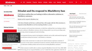 Etisalat and Du respond to BlackBerry ban - ArabianBusiness.com