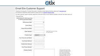 Etix.com Customer Support and FAQs