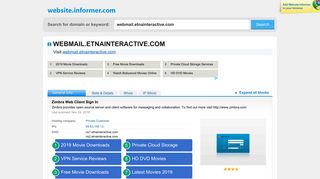 webmail.etnainteractive.com at WI. Zimbra Web Client Sign In