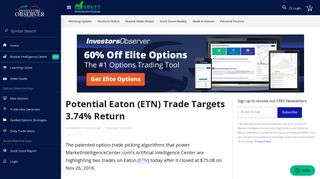 Potential Eaton (ETN) Trade Targets 3.74% Return - InvestorsObserver