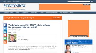 Trade Idea: Long VXX ETN Trade Is a Cheap Hedge Against Market ...