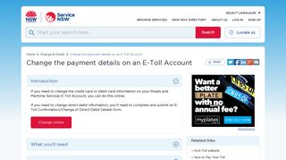 Change the payment details on an E-Toll Account | Service NSW