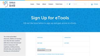 Sign Up for eTools - Tools of the Mind