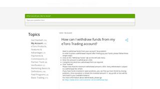 How can I withdraw funds from my eToro Trading account?