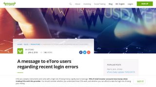 A message to eToro users regarding recent login errors - eToro