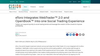 eToro Integrates WebTrader™ 2.0 and OpenBook™ Into one Social ...