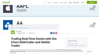 Trading Real-Time Stocks with the eToro WebTrader and Mobile Trader