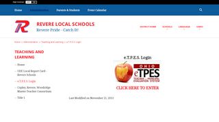 Teaching and Learning / e.T.P.E.S. Login - Revere Local Schools