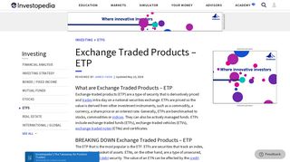 Exchange Traded Products – ETP - Investopedia