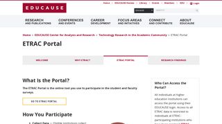 ETRAC Portal | EDUCAUSE