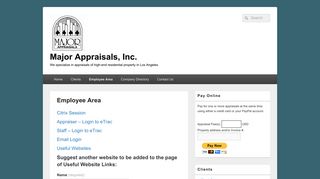 Employee Area – Major Appraisals, Inc.
