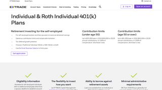 Individual & Roth Individual 401(k) - Etrade