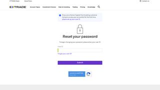 E*TRADE FINANCIAL - Reset Password