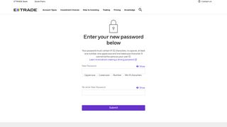 Password Reset - Etrade