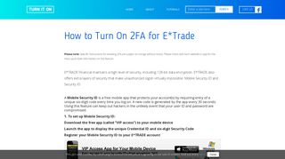 How to Turn On 2FA for E*Trade | Turn It On - TurnOn2FA.com