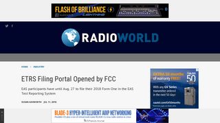 ETRS Filing Portal Opened by FCC - Radio World