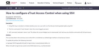 How to configure eTrust Access Control when using SSH - Login - CA ...