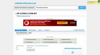 hp.coway.com.my at WI. Coway Web System - Login - Website Informer