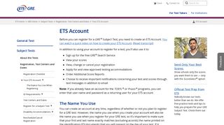 ETS Account for GRE Tests (For Test Takers) - ETS.org