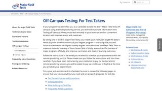 ETS Major Field Tests: Off-Campus Testing: For Test Takers - ETS.org