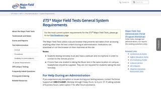 Major Field Tests: System Requirements - ETS.org