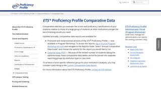 ETS Proficiency Profile: Comparative Data
