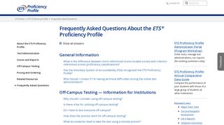 ETS Proficiency Profile: Frequently Asked Questions