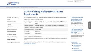 ETS Proficiency Profile: General System Requirements
