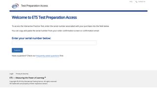 ETS Test Preparation Access