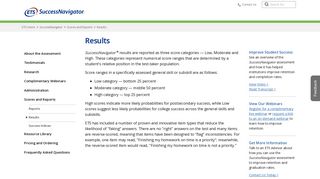 SuccessNavigator: Results - ETS.org