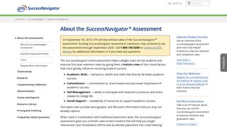 SuccessNavigator: About SuccessNavigator - ETS
