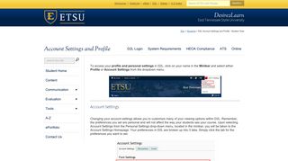 D2L Account Settings and Profile - East Tennessee State University