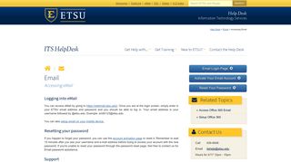 Accessing email - East Tennessee State University