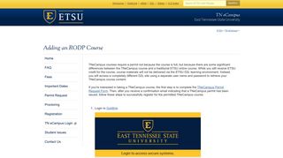 Adding an RODP Course - East Tennessee State University