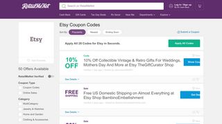 15% Off Etsy Coupon Code, Coupons 2019 - RetailMeNot