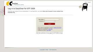 Log in to EasyChair for ETT 2009