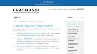 Registering your organisation | Erasmus+