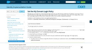 Set the My Domain Login Policy - Salesforce Developers