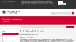 EUCLID Staff Information | InfWeb - The University of Edinburgh