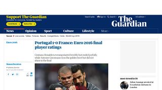 Portugal 1-0 France: Euro 2016 final player ratings | Football | The ...